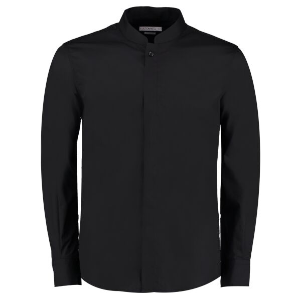 Mandarin collar shirt long-sleeved (tailored fit) Thumbnail