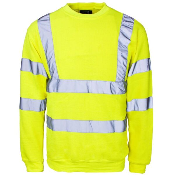Supertouch Hi Vis Yellow Crew Neck Sweatshirt Thumbnail