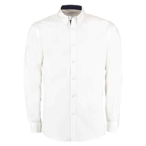 Kustom Kit Premium Long Sleeve Contrast Tailored Oxford Shirt Thumbnail